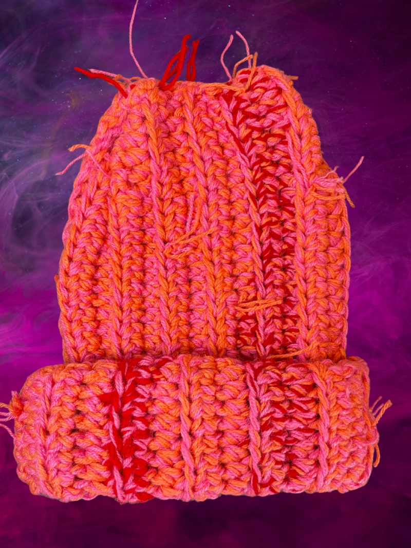 Flirty Flamingo Distressed Beanie
