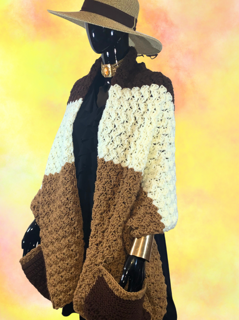 Cream & Cocoa Pocket Shawl