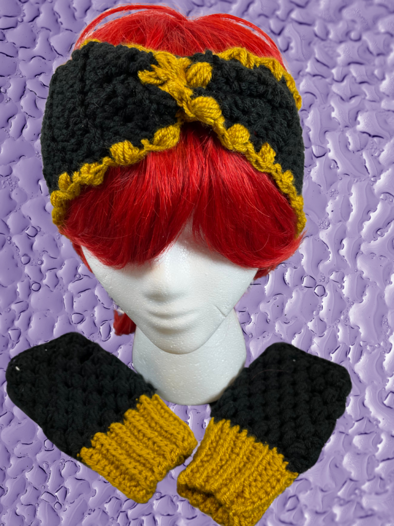 BLKGold Earwarmer & Fingerless Glove Set