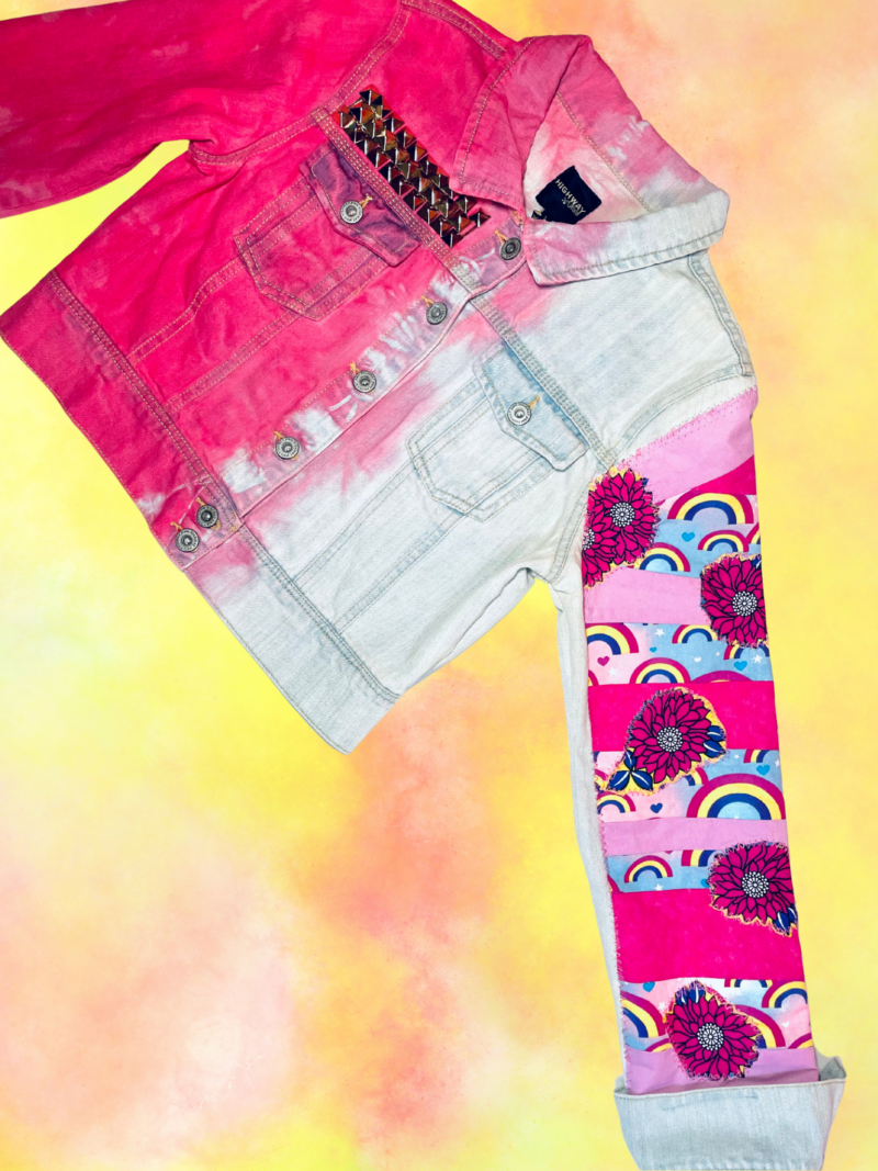 Pinksicle Poetry - Women's Size XL - Upcycled Denim Jacket