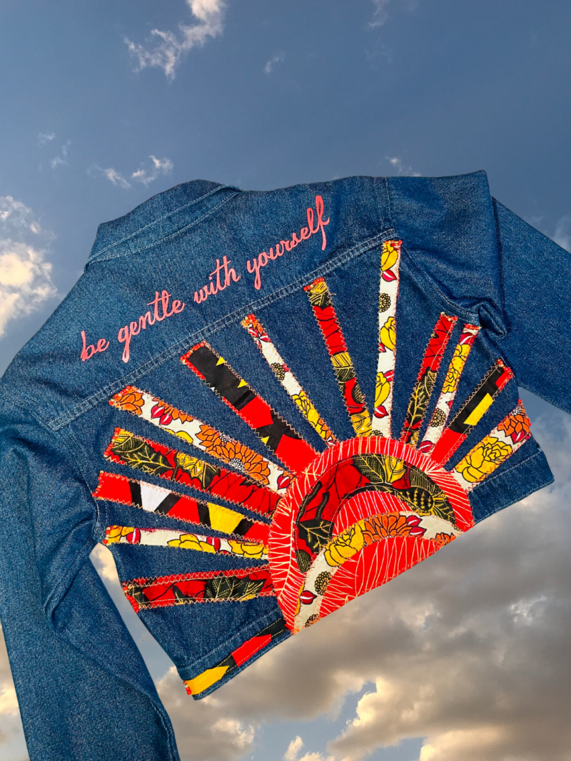 Be Gentle With Yourself Size L Crop Denim Shirt